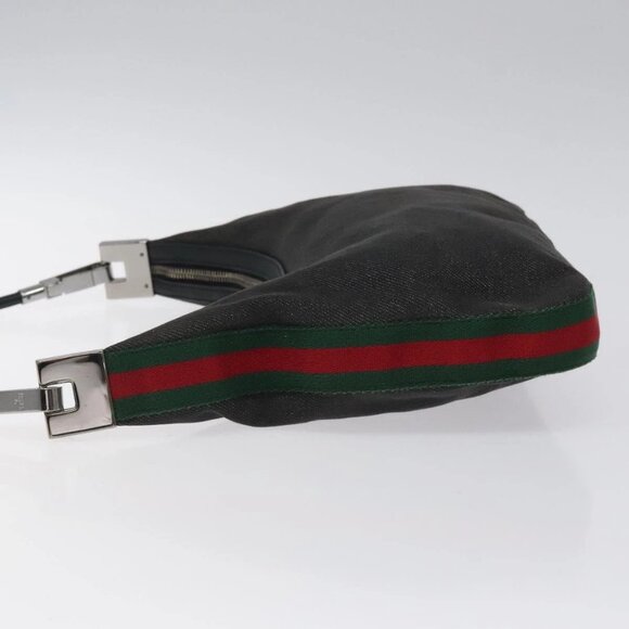 GUCCI Web Sherry Line Shoulder Bag Canvas Black Red Green - Picture 4 of 16